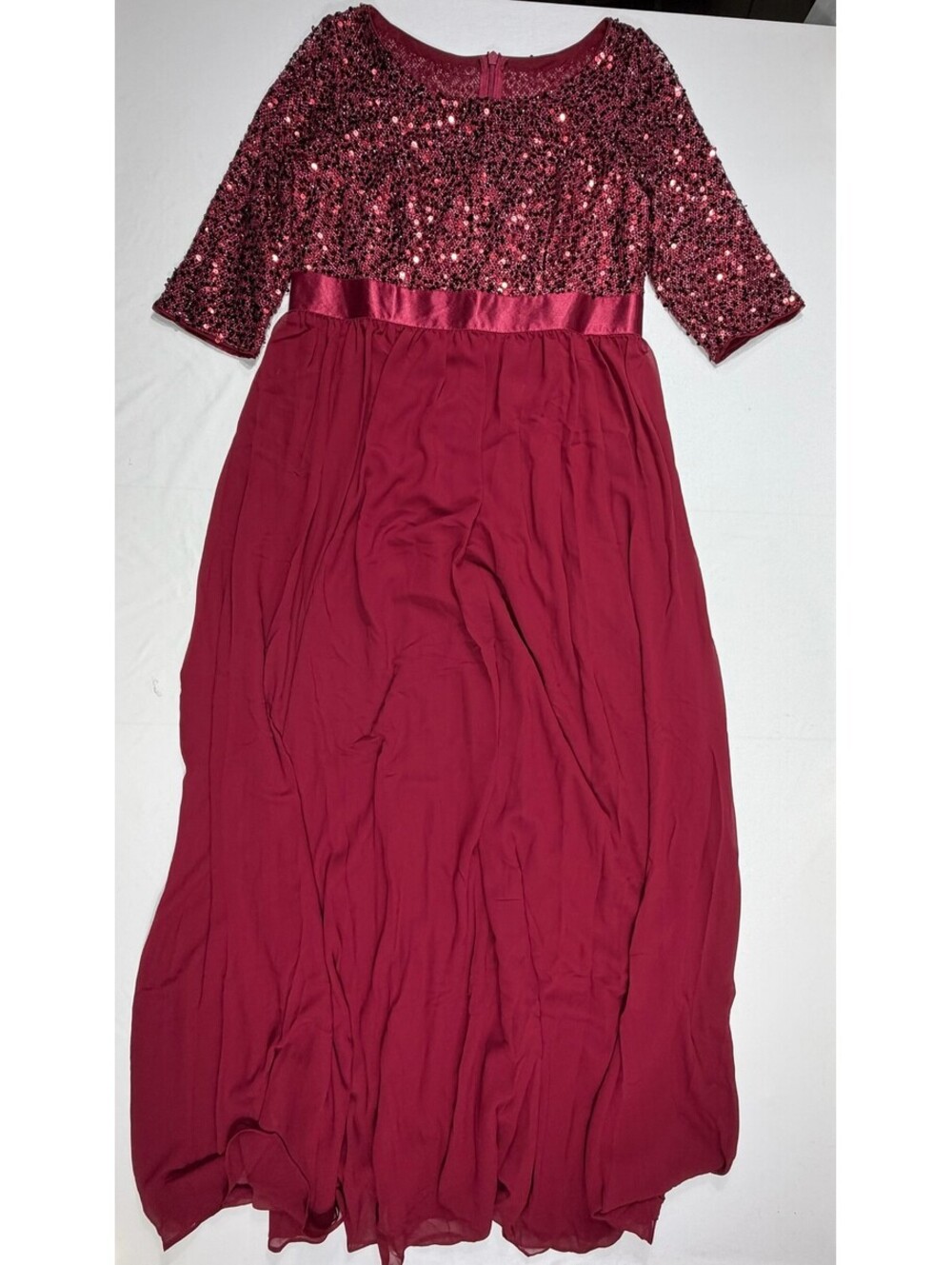 Ever Pretty Burgundy Sequin Top Maxi Dress 3XL
